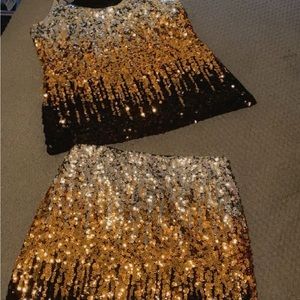 Top bottom  multi sequins mini set